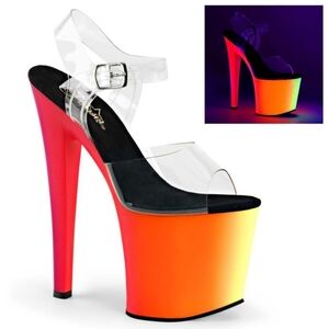 Pleaser Rainbow- 708UV Clear & Neon Rainbow Heels Size 7